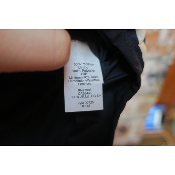 J.Crew Excursion Quilted Down Feather Gold Button Navy & White Stripe Vest - Picture 7 of 8